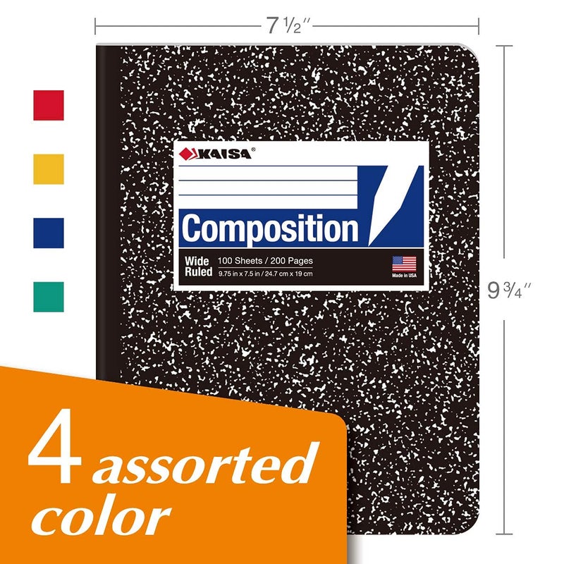 KAISA Composition Notebooks With Lined Paper, College Ruled 9-3/4" x 7-1/2" Comp Books Writing Journals Notebook, 4pads, C10001C - Image 2